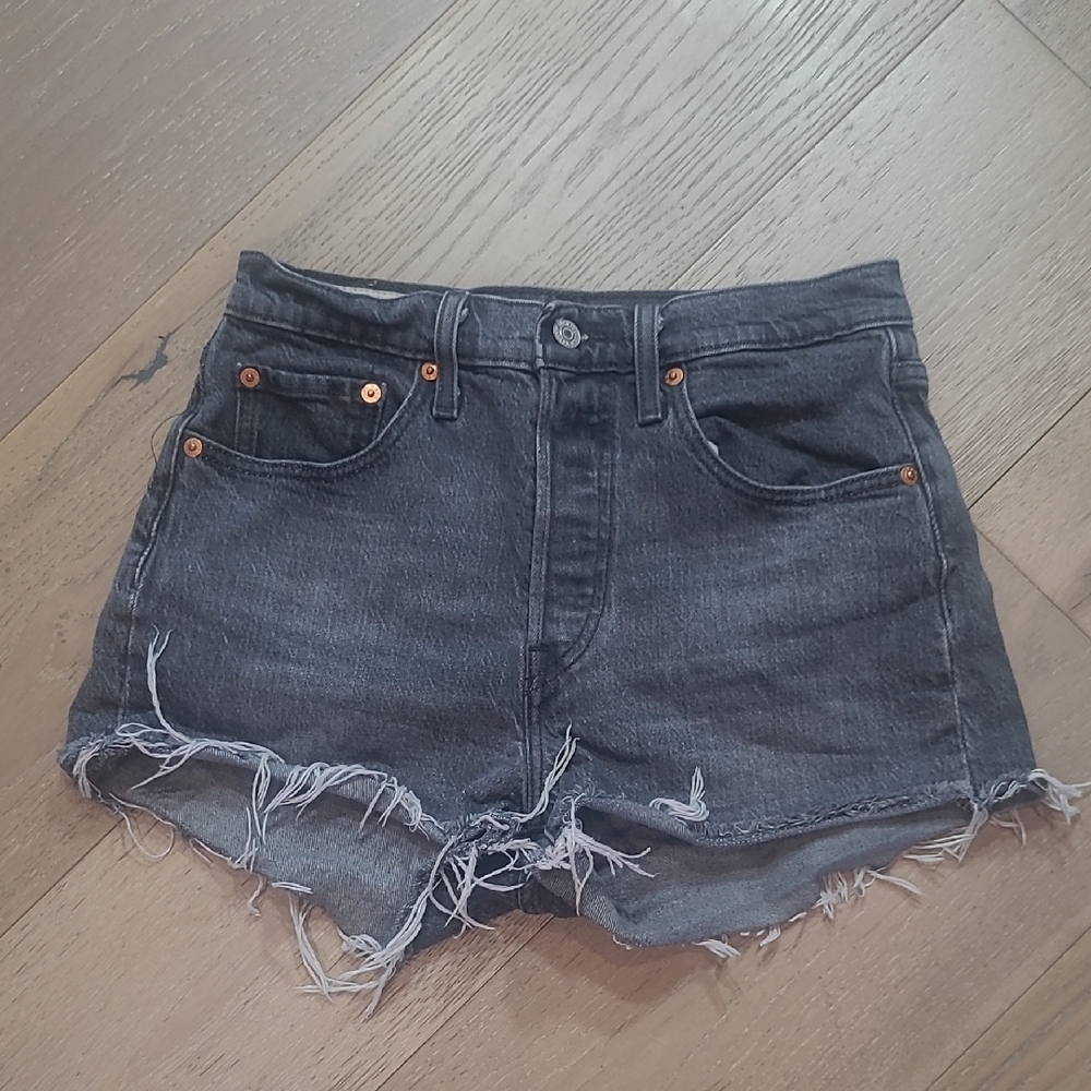 Levi's Black Distressed Denim Jean Shorts